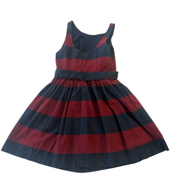 Vintage Abercrombie Fitch Striped Dress Bow 6 Burgundy Red Navy Blue ANF Preppy - Picture 3 of 5